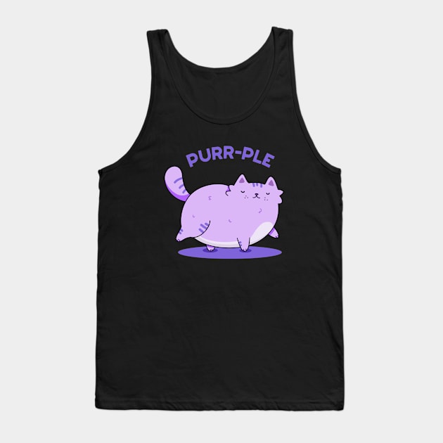 Purrrple Cute Chubby Purple Kitty Cat Pun Tank Top by punnybone